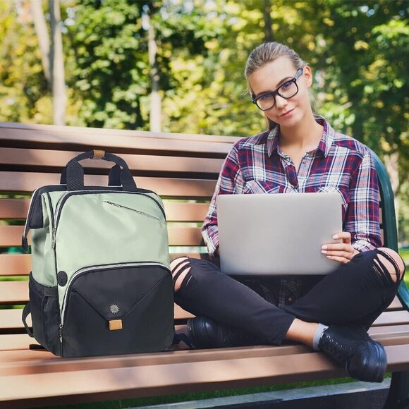 Hap Tim Laptop Backpack Green Black Travel Nurse and teachers Carry on (7651-GB) main image 6
